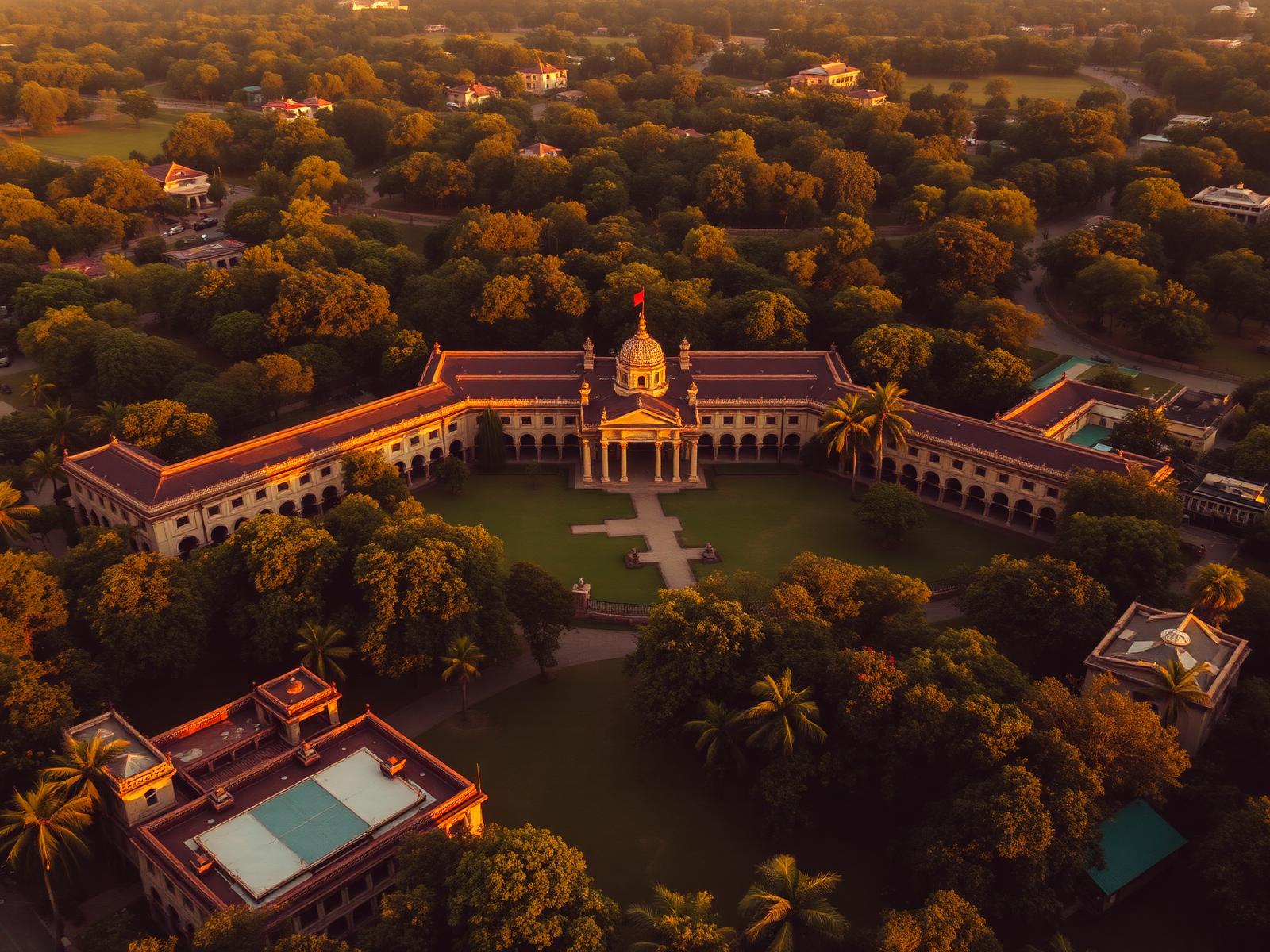 Indian university campus aerial view